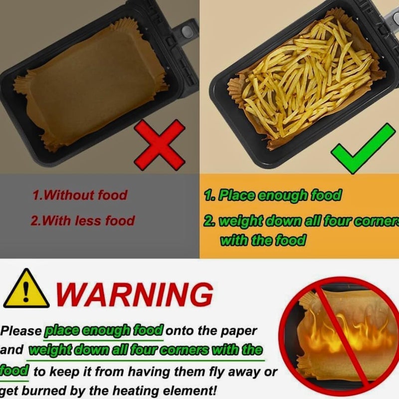 Air Fryer Liners Rectangle 22 Cm x 14 Cm Compatible for 2 door Air Fryer, Liners Disposable Parchment Paper, Hydrophobic and Oleophobic Air Fryer Accessories (100 Pieces) - Image 5