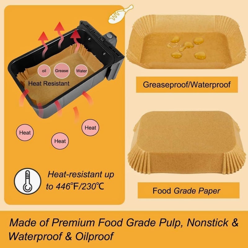 Air Fryer Liners Rectangle 22 Cm x 14 Cm Compatible for 2 door Air Fryer, Liners Disposable Parchment Paper, Hydrophobic and Oleophobic Air Fryer Accessories (100 Pieces) - Image 2