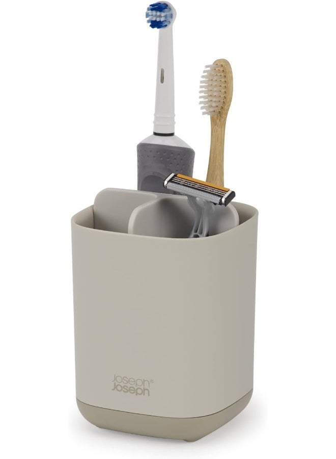 Joseph Joseph Easy-Store - Toothbrush Holder Caddy Bathroom Storage, Compact- Matt Finish, Ecru, Small - Image 1