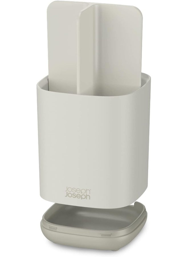 Joseph Joseph Easy-Store - Toothbrush Holder Caddy Bathroom Storage, Compact- Matt Finish, Ecru, Small - Image 4
