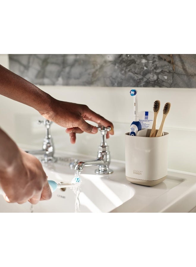 Joseph Joseph Easy-Store - Toothbrush Holder Caddy Bathroom Storage, Compact- Matt Finish, Ecru, Small - Image 5
