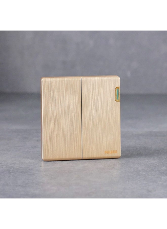 DANUBE HOME Milano 10A 2G 1W Switch Electrical Switches Sockets Outlets For Home Appliances Office Hotel Conventional Construction Project Aura Gld - Image 1