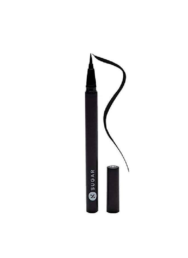 SUGAR Cosmetics أُلقي القبض بسبب البقاء لفترة طويلة قلم تحديد عيون مائي 01 سأكون أسود (قلم تحديد العيون الأسود) سريع الجفاف 100% مقاوم للماء قلم تحديد العيون بلمسة نهائية غير لامعة  - Image 1