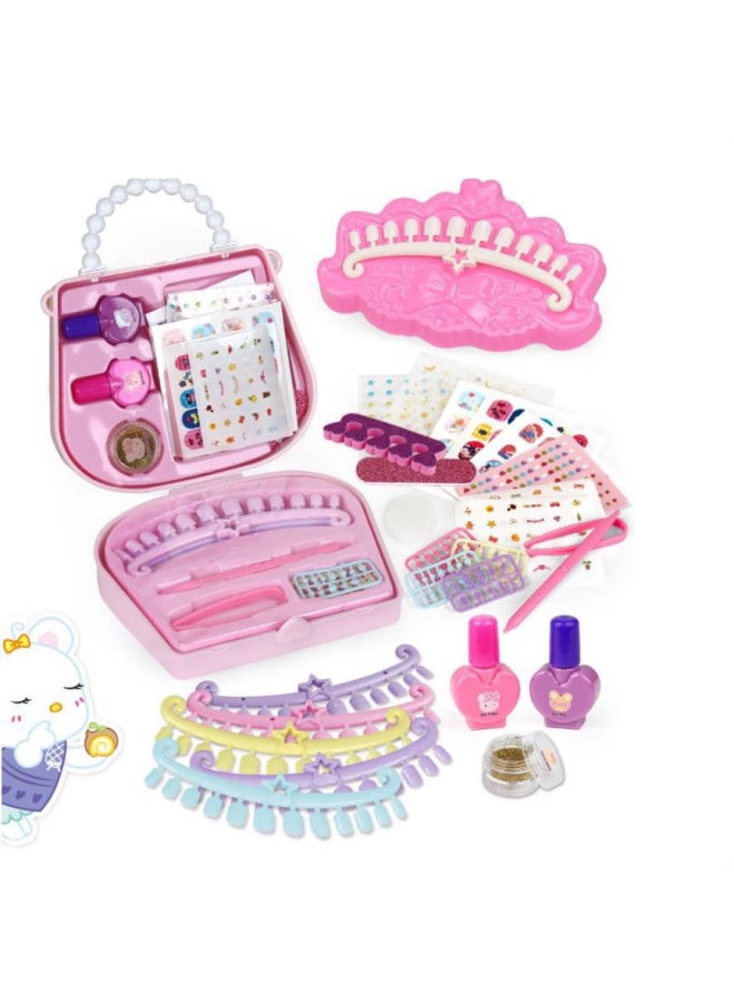 Children's Play House Princess Girl Manicure DIY Nail Patch Sticker Nail Polish Handbag Makeup Set-Color:Nail Tote 68812  - Image 4