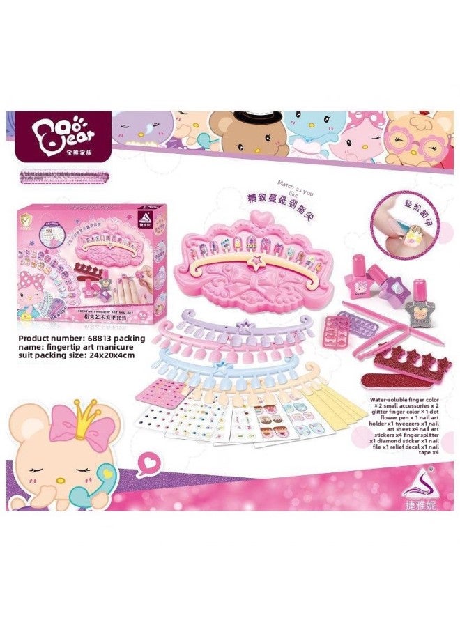 Children's Play House Princess Girl Manicure DIY Nail Patch Sticker Nail Polish Handbag Makeup Set-Color:Nail Tote 68812  - Image 3