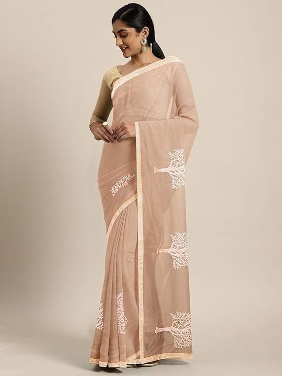 HEMOVIA Women's Plain Digital Print Cotton Silk Blend Saree with Silver Weaving Border Tassels-Elegant Ethnic Wear for Festive and Casual Occasions (RAGINI553) - Image 2