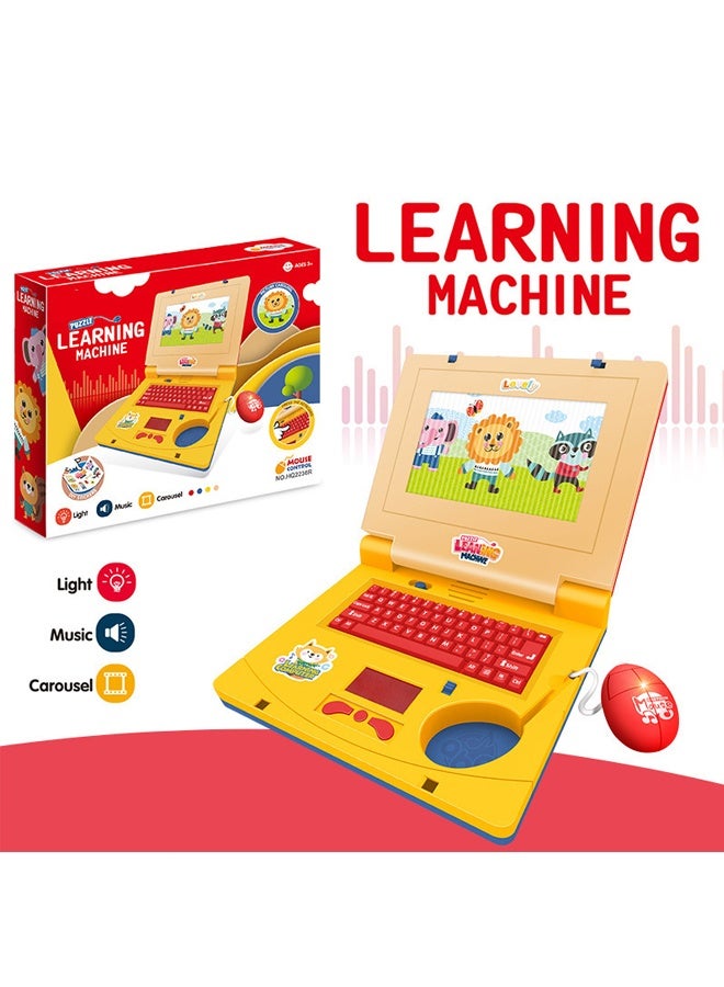 Kids Learning Educational  Laptop, Play Laptop Computer Electronic Educational Learning Computer Simulation Music Preschool Learning Toys with Retractable Mouse for Early Learning - Image 1