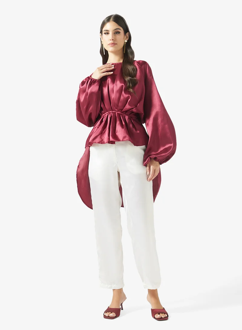 Fyor Ruched Waist Satin Co-Ord Set