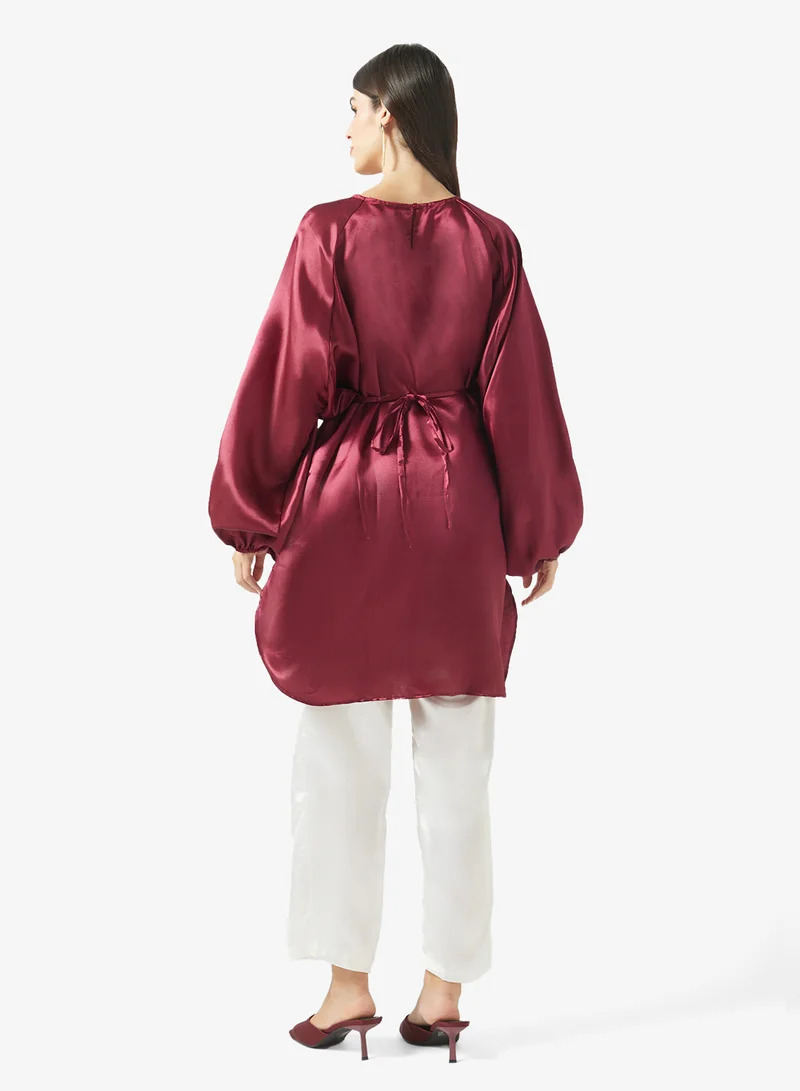 Fyor Ruched Waist Satin Co-Ord Set