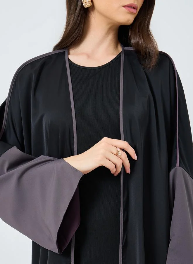 تايك تو Take Two Slit Sleeve Open Front Abaya