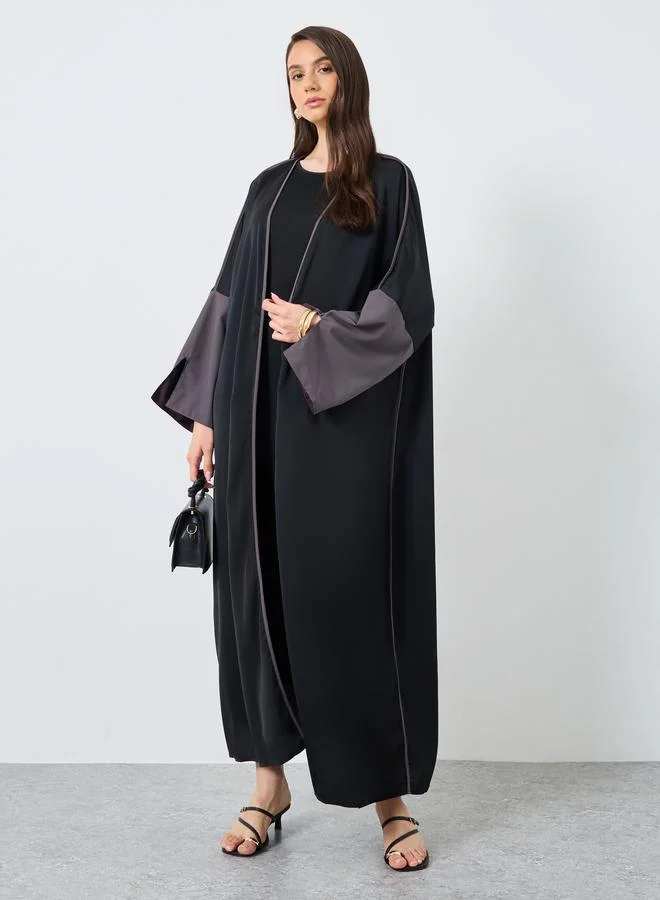 تايك تو Take Two Slit Sleeve Open Front Abaya