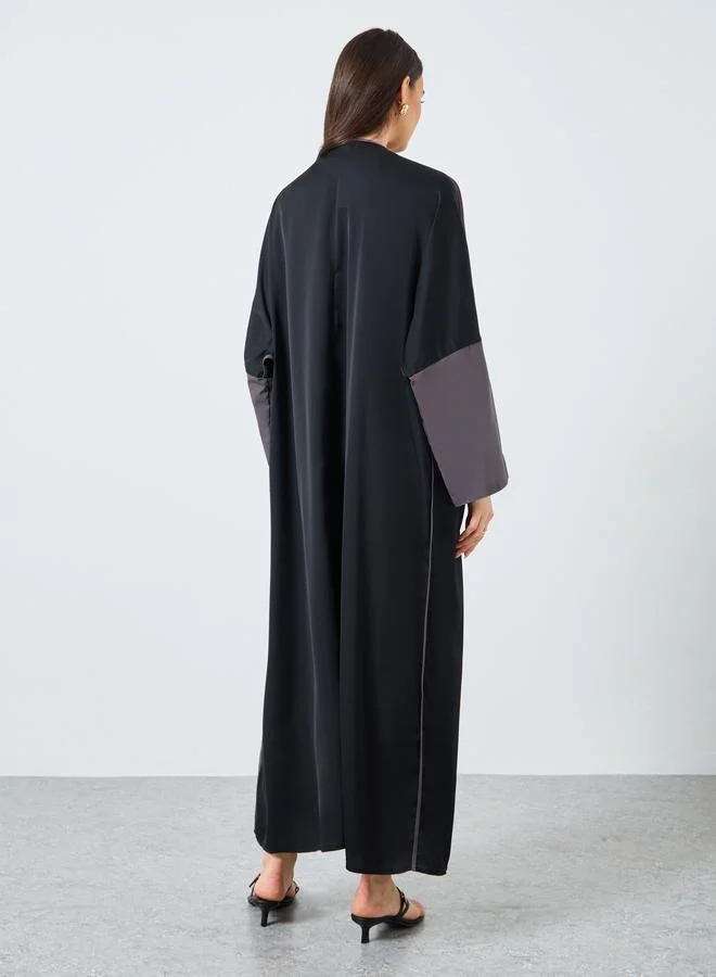 تايك تو Take Two Slit Sleeve Open Front Abaya