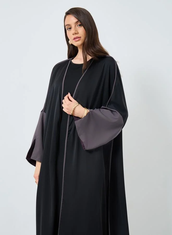 تايك تو Take Two Slit Sleeve Open Front Abaya