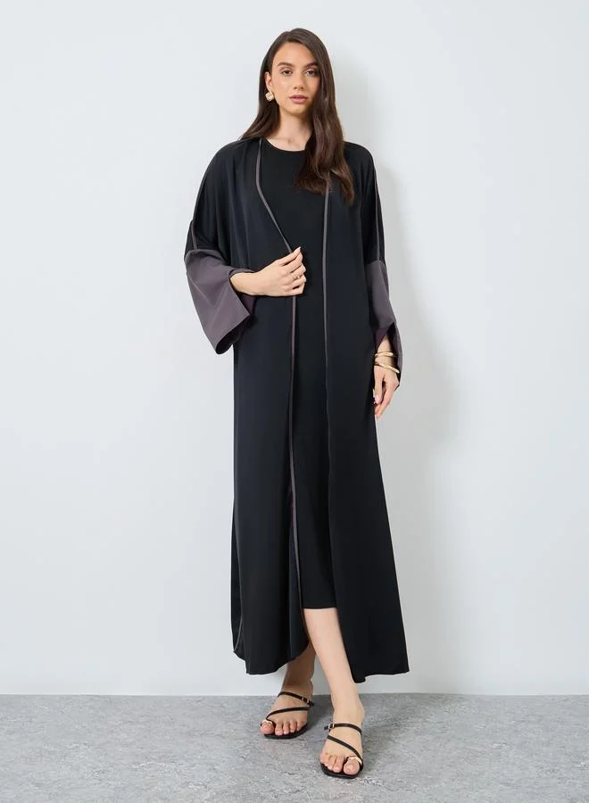 تايك تو Take Two Slit Sleeve Open Front Abaya