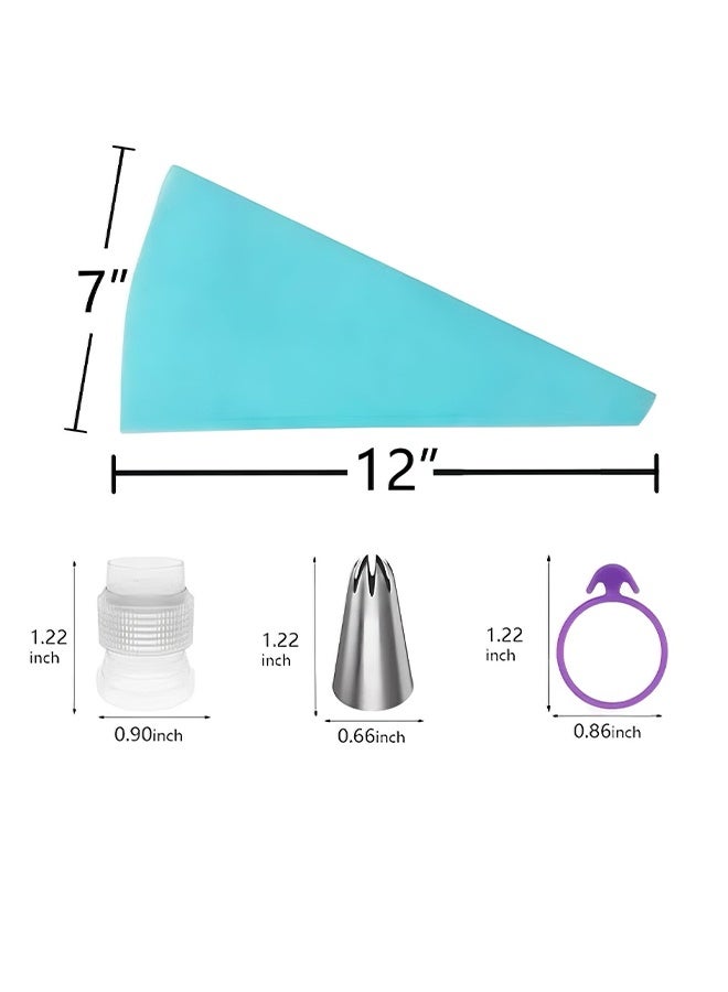 Happy D Piping Bags and Tips Set,  Reusable Piping Bags, Frosting Piping Kit for Baking with Pastry Bags and Tips, Standard Converters, Silicone Rings, Cake Decorating Tools Supplies for Cookie Icing, Cupcake - Image 4