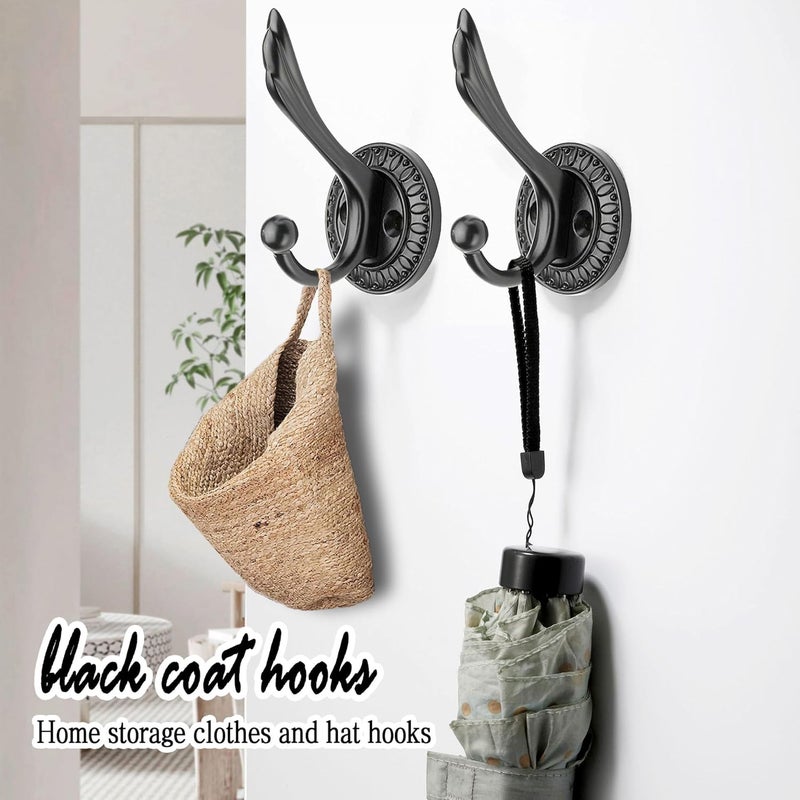 KASTWAVE Black Metal Wall Hooks 4 Pack – Heavy-Duty Screw-In Coat Hat Towel Bag Hangers Rack, Space-Saving Durable Organizer for Doors, Walls, Entryway & Bathroom - Image 2