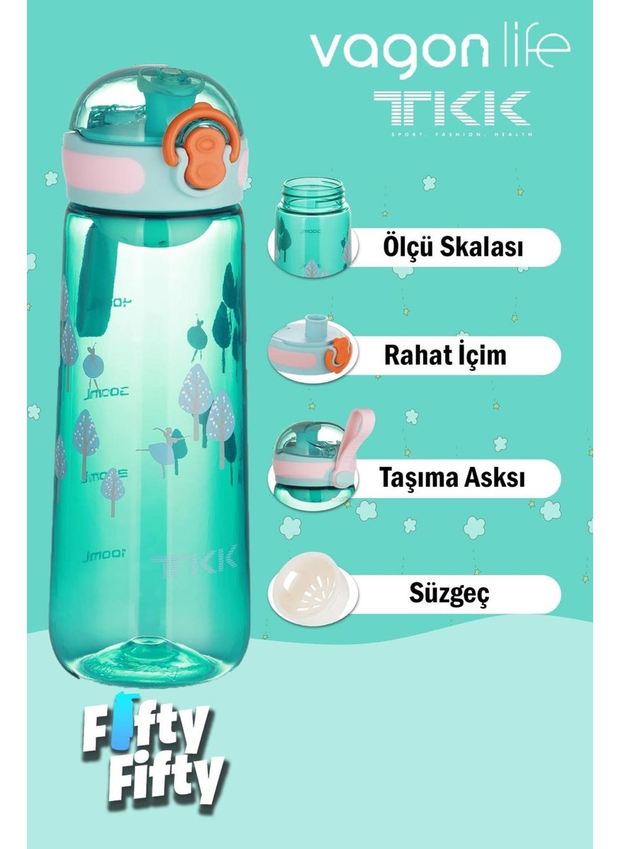 Vagonlife - Tkk 550 ml Comfortable Drinking (Without Straw) Bpa-Free Tritan Water Bottle with Carrying Strap FFTKK1005-550ML - Image 1