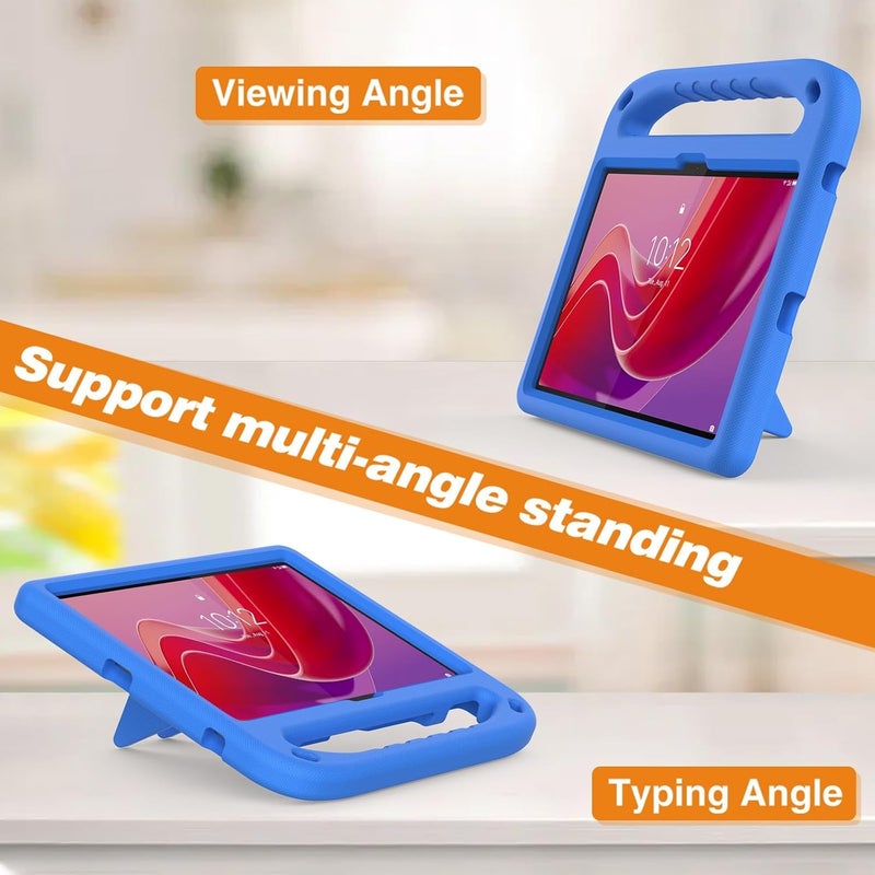 for Lenovo Tab K10 2nd (10.1) TB-311FU/Tab Tablet 10.1 2025 Case Shockproof Light Weight Handle Stand Protective Case Scratch Resistant Made of Kid-Friendly for Kids EVA Shell(Blue) - Image 3
