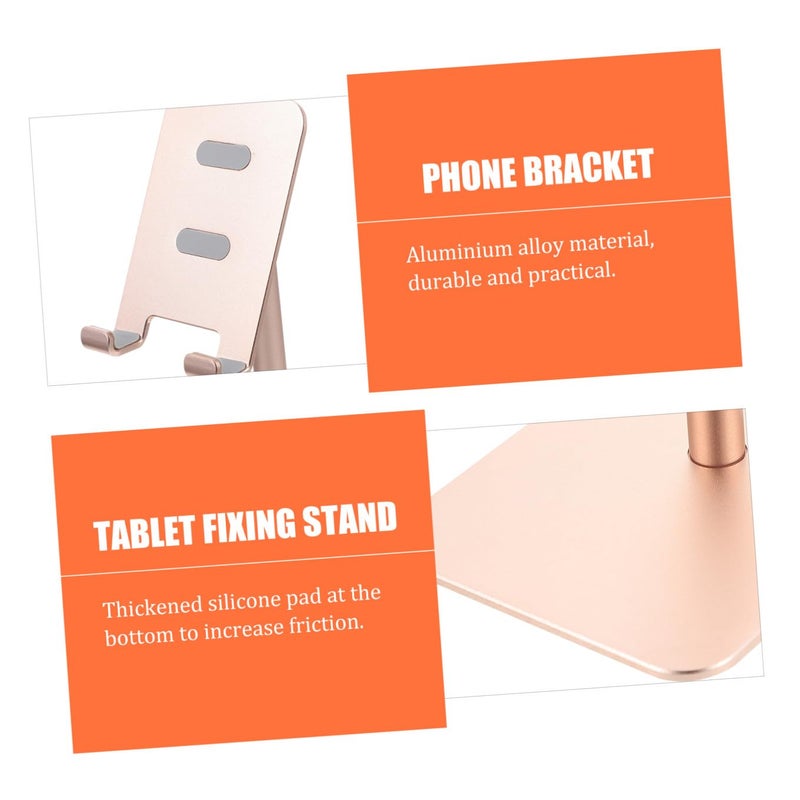 Adjustable Alloy Phone Tablet Stand With Anti Slip Base Stable Desktop Holder Gold - Image 4