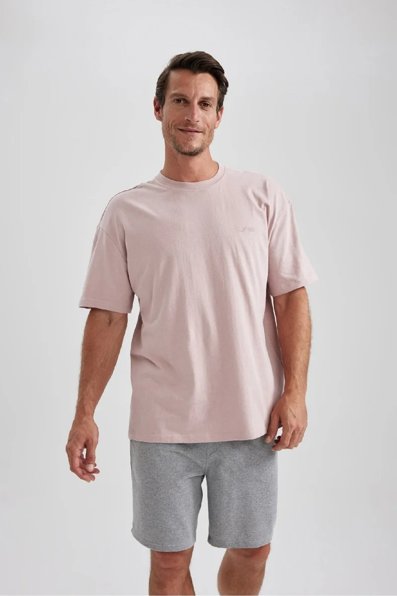 DeFacto Men's Orange Regular Fit Straight Cut Crew Neck 100% Cotton Short Sleeve T-Shirt B0662AXNS