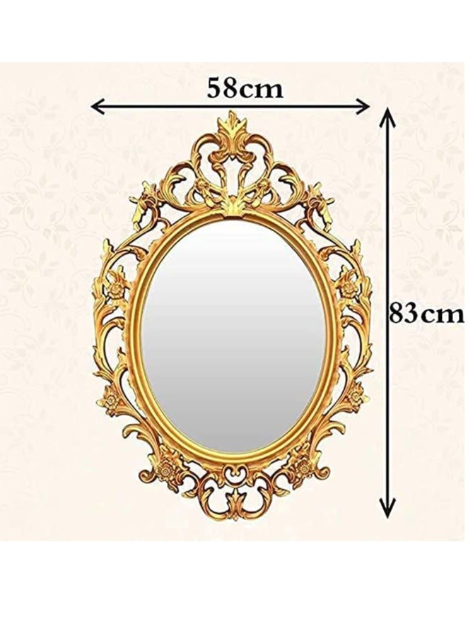 HOME TASTE مرآة حائط بيضاوية عتيقة مرآة حائط لغرفة المعيشة، المطبخ، غرفة النوم - ذهبية - Image 2