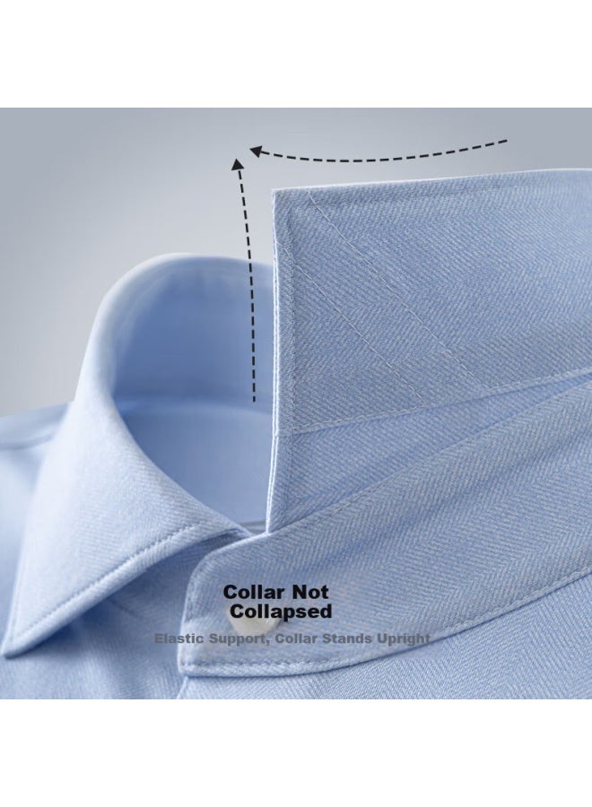 Ouding First-class Sky Blue High-stretch Dress Shirt For Men, Wrinkle-free Easy-care Premium Feel Shirt, Tianjianlan, Size 40 - Image 2