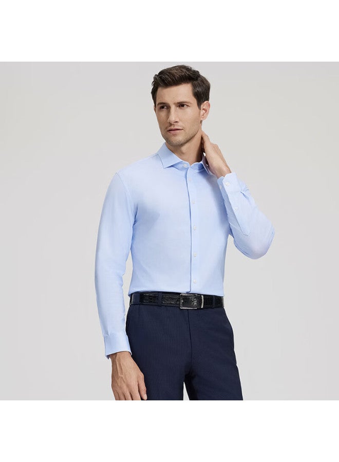 Ouding First-class Sky Blue High-stretch Dress Shirt For Men, Wrinkle-free Easy-care Premium Feel Shirt, Tianjianlan, Size 40 - Image 5