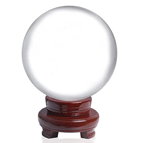 LONGWIN 120mm (4.7 inch) Large Crystal Divination Ball Decorative Glass Balls Photography Props Free Wooden Stand - Image 1