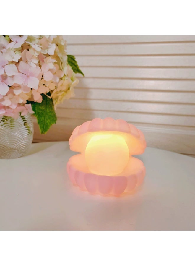 Goolsky Shell Night Light with Built-in 3 Button Batteries, Plastic Material Switch, LED Light Source Suitable for Bedroom Indoor Bedside Desk Luminous Lighting Decorative Ornaments, also called LED Lamp Pearl Lamp Atmosphere Lamp - Image 2
