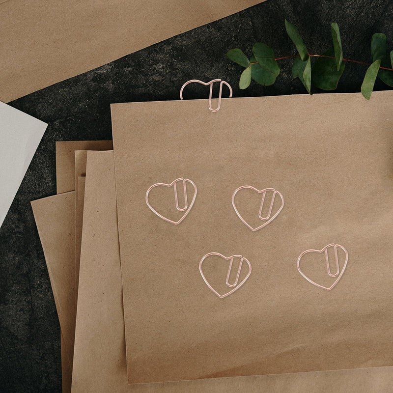 Rose Gold Heart Paper Clips 50 Pcs Small Decorative File Clamps for Office School Organization Scrapbooking - Image 4