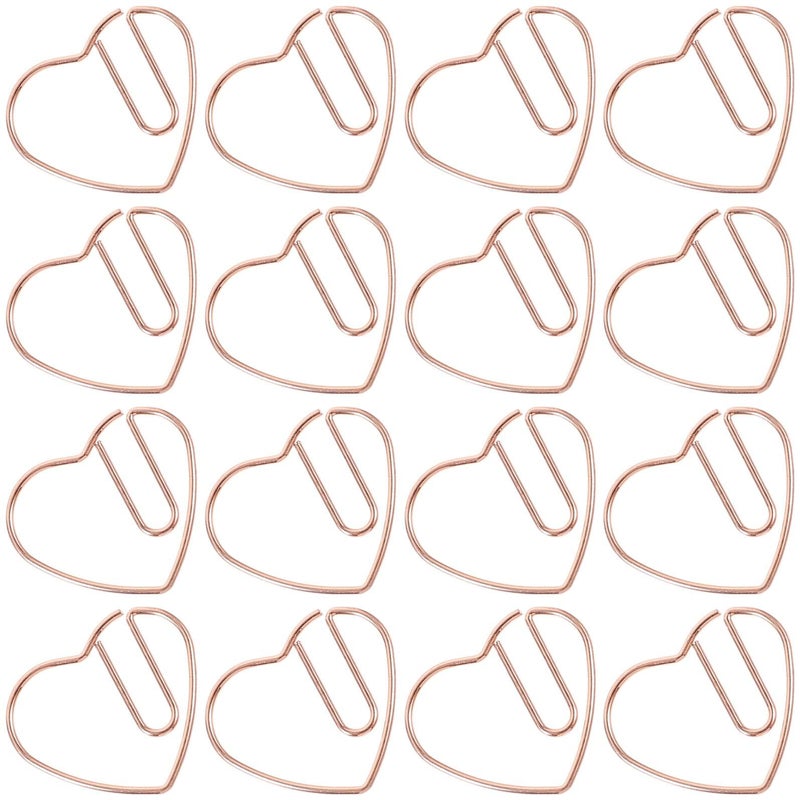 Rose Gold Heart Paper Clips 50 Pcs Small Decorative File Clamps for Office School Organization Scrapbooking - Image 2