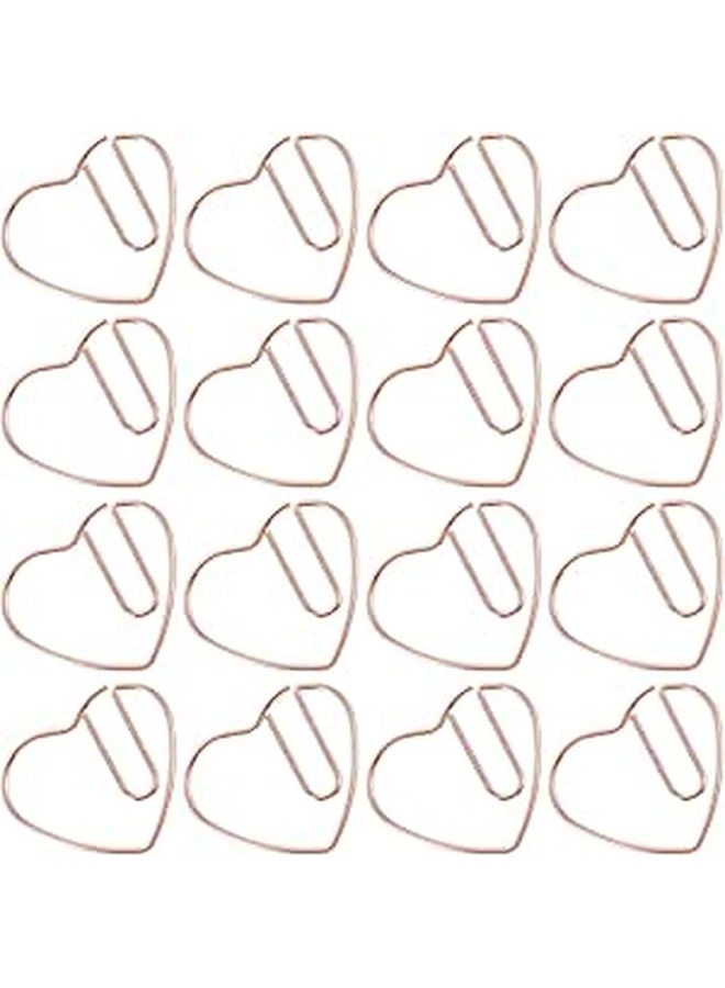 Rose Gold Heart Paper Clips 50 Pcs Small Decorative File Clamps for Office School Organization Scrapbooking - Image 1