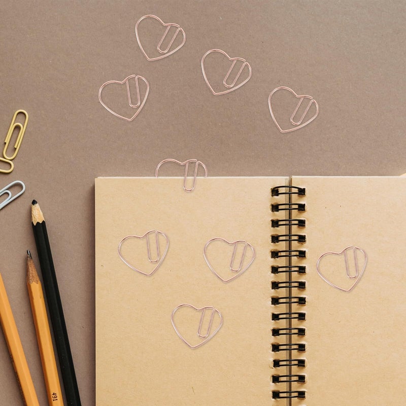 Rose Gold Heart Paper Clips 50 Pcs Small Decorative File Clamps for Office School Organization Scrapbooking - Image 5