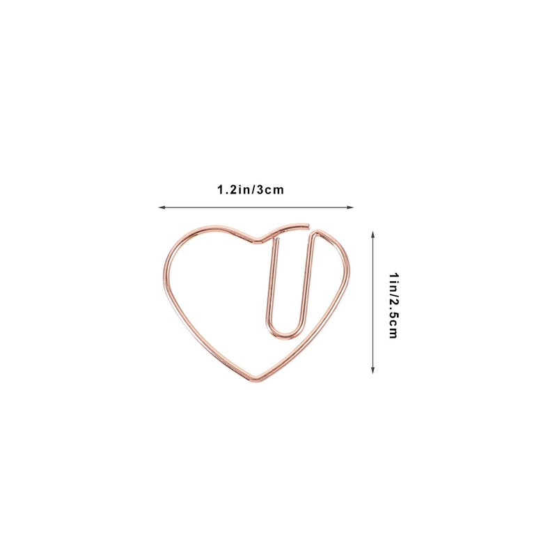 Rose Gold Heart Paper Clips 50 Pcs Small Decorative File Clamps for Office School Organization Scrapbooking - Image 3