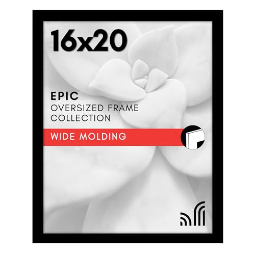 Americanflat 16x20 Picture Frame with Polished Plexiglass  Black Picture Frame  Wide Photo Frames Made of Engineered Wood for Vertical or Horizontal Wall Display  Epic Collection  Black - Image 1