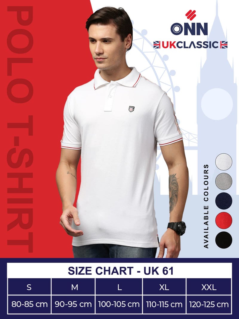 ONN UK Classic Men's White Premium Combed Cotton Polo Collar Half Sleeves Solid T-Shirt | Polo T-Shirt with Face Mask (Size : Medium) - Image 5