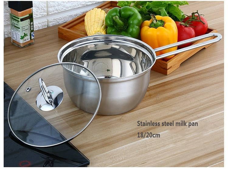 Grofly Stainless Steel Tea Pan with lid Sauce Pan Milk Pan Tapeli Chai Pan InductionGas Multipurpose Use for Home Kitchen or Restaurant Milk PanSauce PanTea Pan 3 pots of Different Sizes - Image 4