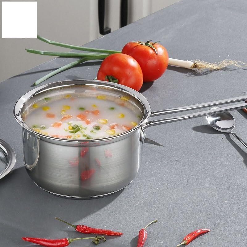Grofly Stainless Steel Tea Pan with lid Sauce Pan Milk Pan Tapeli Chai Pan InductionGas Multipurpose Use for Home Kitchen or Restaurant Milk PanSauce PanTea Pan 3 pots of Different Sizes - Image 5