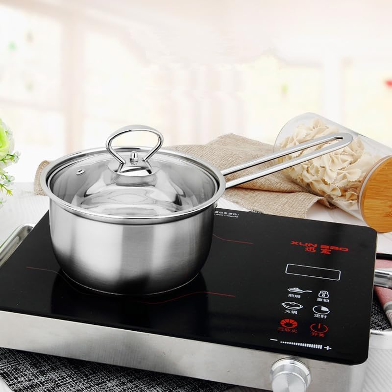 Grofly Stainless Steel Tea Pan with lid Sauce Pan Milk Pan Tapeli Chai Pan InductionGas Multipurpose Use for Home Kitchen or Restaurant Milk PanSauce PanTea Pan 3 pots of Different Sizes - Image 3