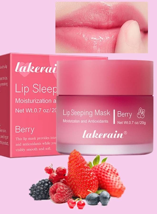 lakerain Lip Sleeping Mask Lip Plumper Oil Tinted Lip Balm Overnight Lip Mask Moisture and Collagen Booster Lip Mask Day and Night Repair Lip Balm for Improves Dryness and Cracked Lip Scrubs Berry 02 - Image 1