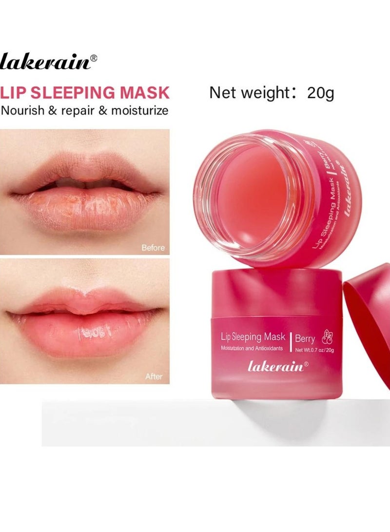 lakerain Lip Sleeping Mask Lip Plumper Oil Tinted Lip Balm Overnight Lip Mask Moisture and Collagen Booster Lip Mask Day and Night Repair Lip Balm for Improves Dryness and Cracked Lip Scrubs Berry 02 - Image 3