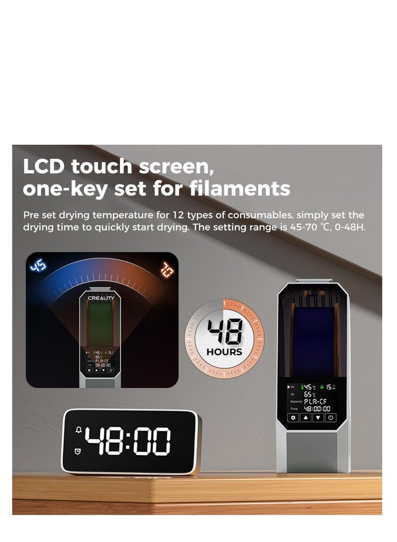 Zikra 3D Printer Filament Dryer Box, 3D Printer Filament Dryer Box with Built-in Fan Filament Storage Holder Filament Dehydrator for 1KG 1.75/2.85mm One-Key Setting for PLA PETG ABS TPU Nylon - Image 2