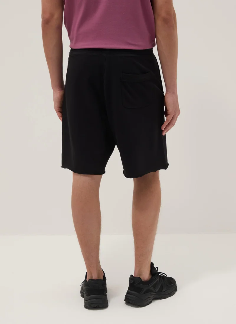 Ovs  OVS Black Relaxed-Fit Cotton-Blend Shorts for Men | Best Price UAE