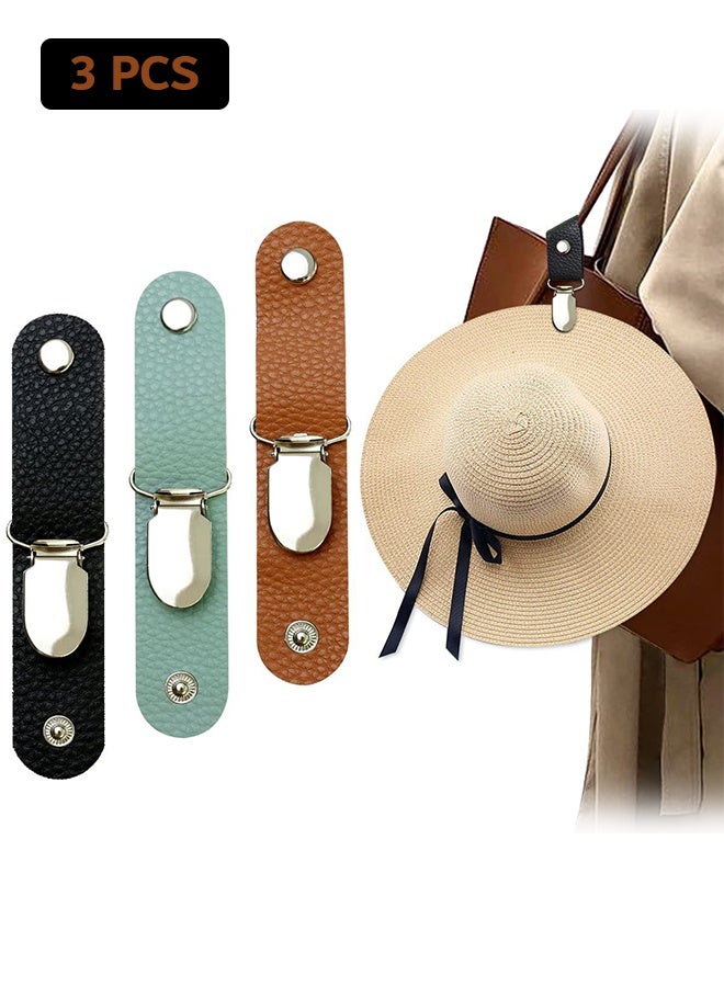 إم إكس إن 3 قطع PU الجلد قبعة كليب، متعددة الوظائف في الهواء الطلق Duckbill كليب، قبعة حامل اليدين اليدين الحرة حقيبة Accessory for Traveling Bags Backbagks Purses Totes - Image 1