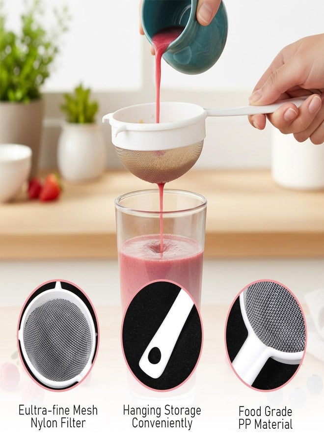 WJIAAA Plastic Mesh Strainer Set,4 Pcs Kefir Strainer Set Fine Sieve with Handle Plastic Non-Metal Sieve with Fine Mesh for Juice Yogurt Coffee Honey Milk Nut Milk with Handle - Image 5