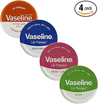 Vaseline Lip Balm Petroleum Jelly Lip Therapy Original Coco Butter Alo VeraAnd Rosy 20g Tin Soothes Dry Lips Pack Of 4 - Image 1
