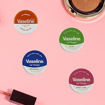 Vaseline Lip Balm Petroleum Jelly Lip Therapy Original Coco Butter Alo VeraAnd Rosy 20g Tin Soothes Dry Lips Pack Of 4 - Image 4