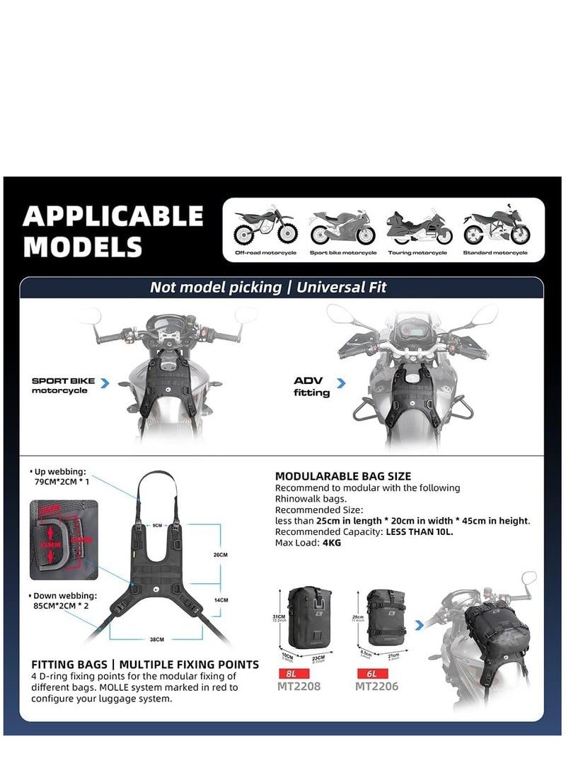 KASTWAVE Motorcycle Tank Bag, Bumper Bag Universal Saddle Bag Mounting Base - Image 3