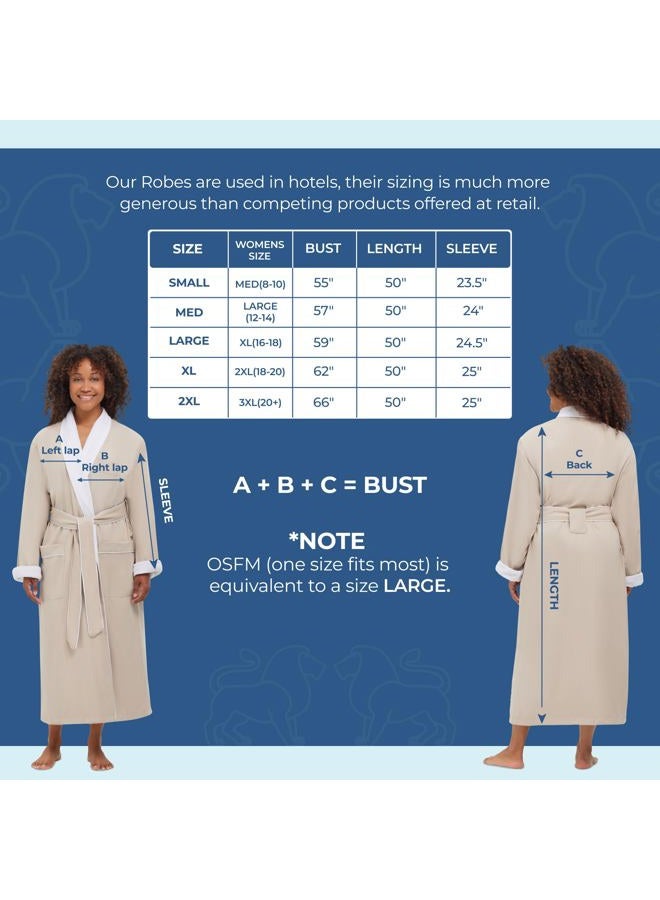 MONARCH Combed Cotton Terry Lined Microfiber Bath Robe for Women or Men - Super Soft, Durable Luxury Spa, Resort & Hotel Bathrobe, Generously Sized (Unisex) Cypress, Stone, M - Image 5