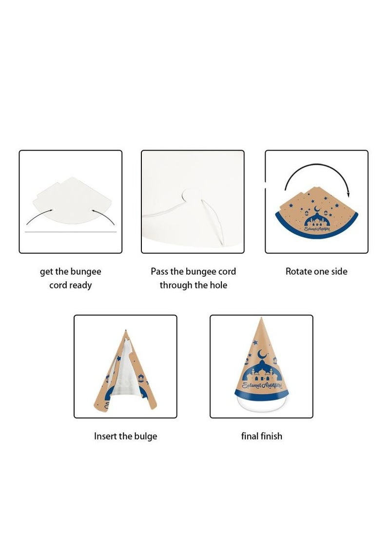 Eid Mubarak Paper Hats for Eid al-Adha, 6-Pack, Fun and Festive Party Hats for Family Celebrations - Image 5